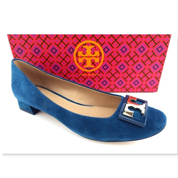 blue suede pumps low heel
